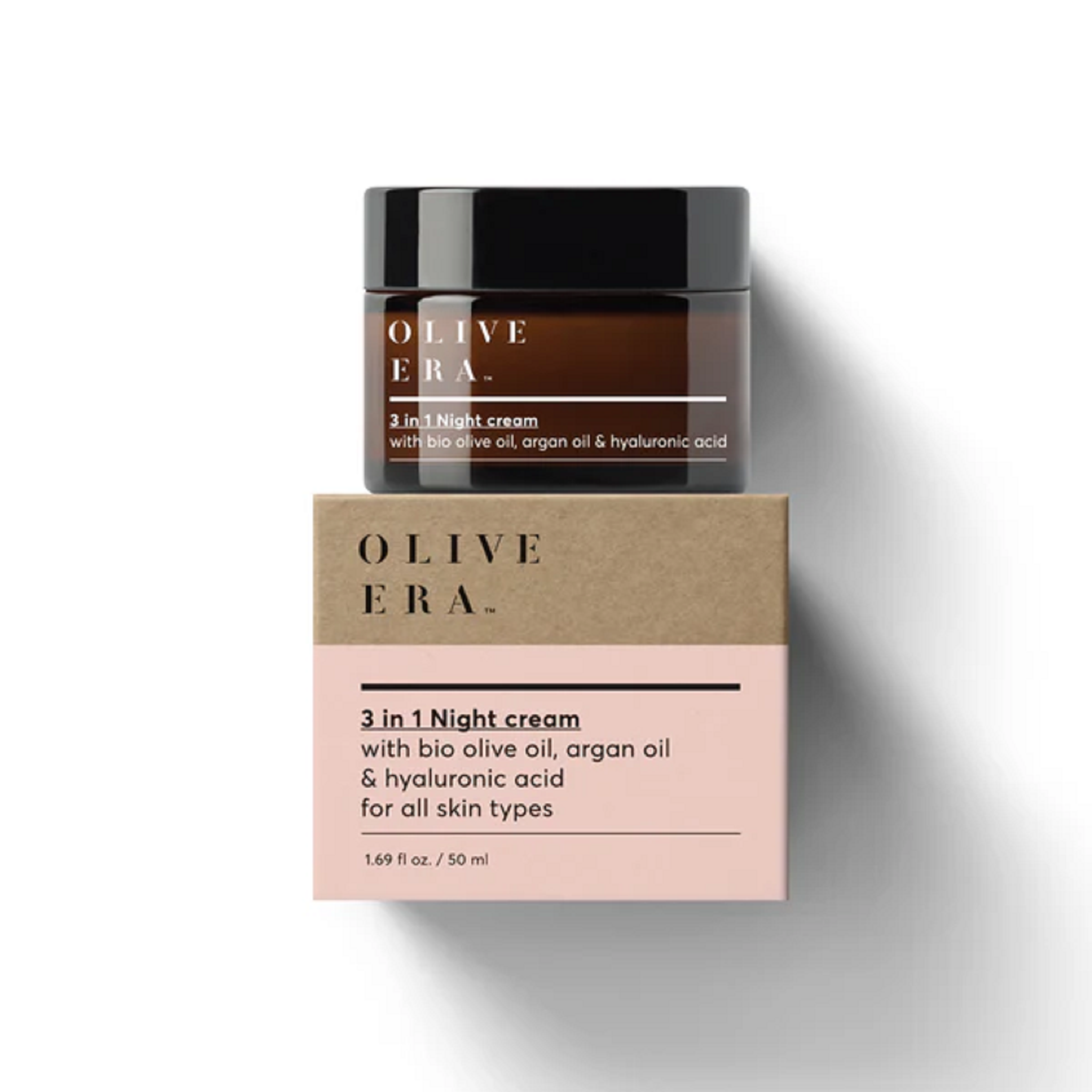 3 in 1 Nachtcreme für das Gesicht mit Bio-Olivenöl , Argan Öl & Hyaluronsäure 50ml